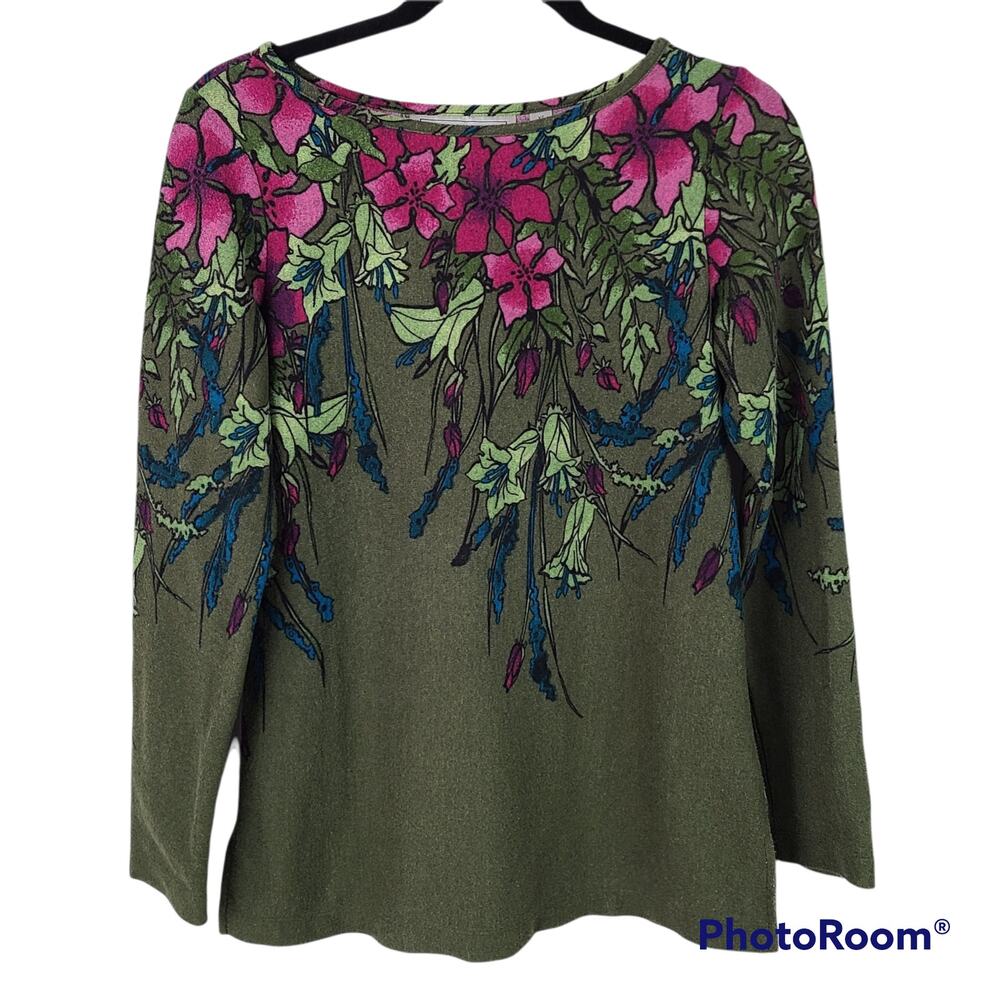 Simonton Says Top knit floral long sleeve sweater, EUC